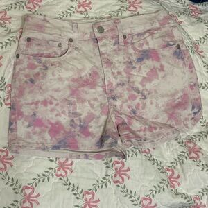 Levi high rise pink and purple tie dye shorts